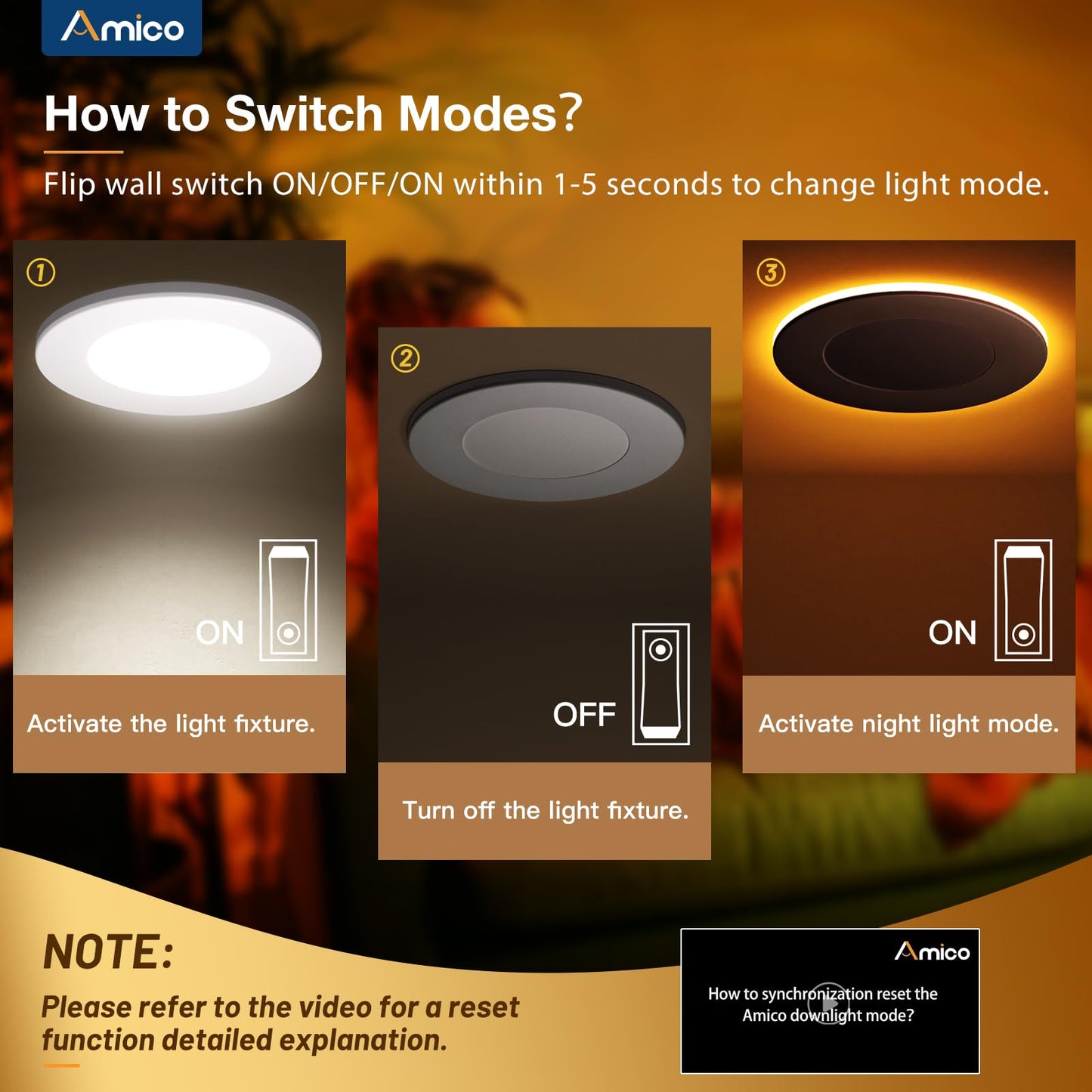 Amico 12 Pack 6 Inch 5CCT LED Recessed Ceiling Light with Night Light, 2700K/3000K/3500K/4000K/5000K Selectable Ultra-Thin Lighting, 12W=110W, 1100LM, Dimmable Canless Wafer Downlight ETL&FCC