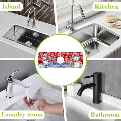 Chrismas Sink Splash Guard Faucet Mat Christmas Absorbent Fast Drying Mat Sink