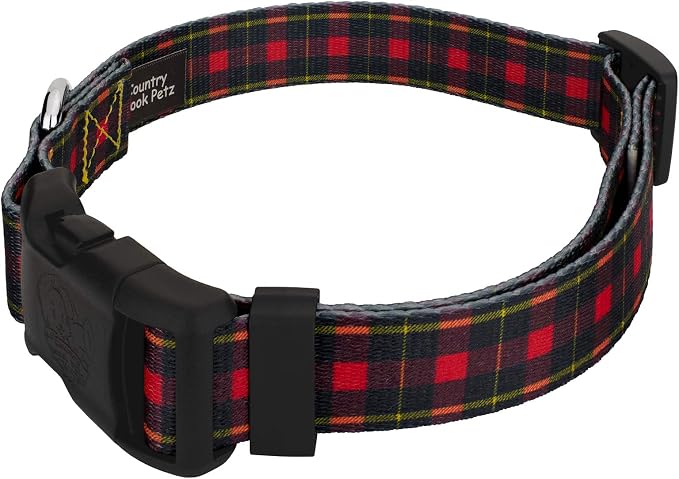 Country Brook Petz - Buffalo Plaid Everyday Dog Collar and Leash - Plaid and Argyle Collection Featuring Charming Designs (1/2 Inch, 2XS)