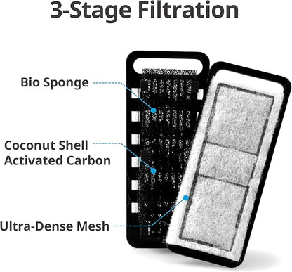 NICREW Slim Aquarium Filter Cartridges (6 pcs) with Intake Sponges (2 pcs)