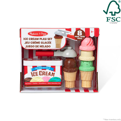 Melissa & Doug Scoop and Stack Ice Cream Playset, Magnetic Wooden Toys & Pretend Play Kitchen Accessories, Preschool Learning Toys for Girls & Boys 3+ - FSC Certified