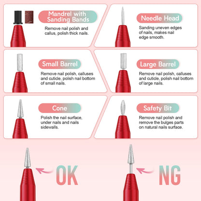 20000RPM Electric Nail Drill Compact Portable Efile Professional Manicure Pedicure Nail File Drill Kit for Acrylic, Gel Nails and Home Salon Use