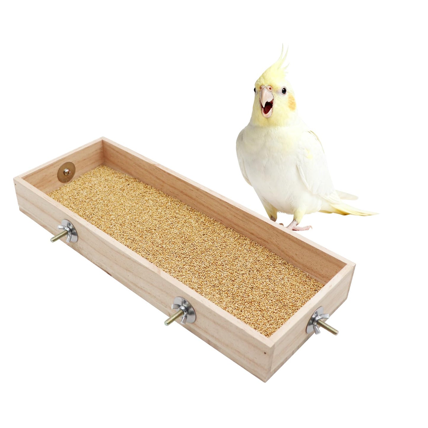 Bird Cage Accessories, Wooden Food Dish for Small to Medium Birds, Bird Feeder for Cage, Food Bowl for Budgie, Cockatiel, Lovebird, Conure, Parakeet, Canary, Kakariki