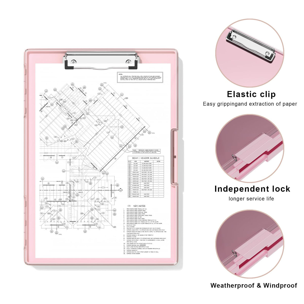 Hongri Clipboard with Storage, Pink 8.5 x 11 Folder Nursing Side Opening, Heavy Duty with Dual Compartment, Smooth Writing for Teachers, Classroom, Size 13.3 x 9.4 x 1.5 in, Office & School Supplies
