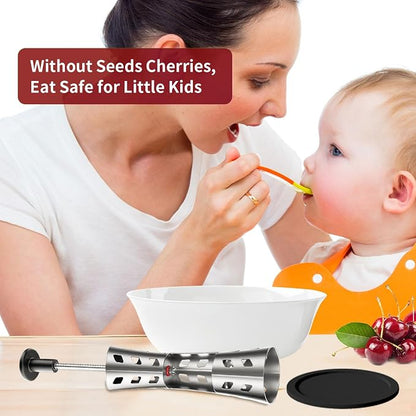 Newness Cherry Pitter, Premium Cherry Pitter Remover Tool, 304 Stainless Steel Cherry Seed Remover, Durable Cherry Stoner Fruit Pit Corer Deseeder Kitchen Tool, Press Type, More Labor Saving