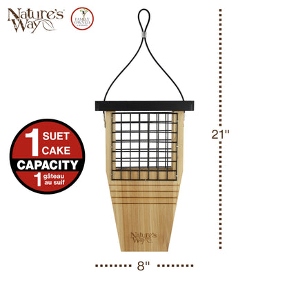 Nature's Way Bird Products CWF1 Tail-prop Suet Bird Feeder 12"H x 7.875"L x 3"W, Brown