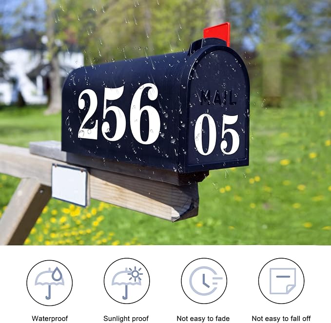 Kattykitty White Mailbox Numbers for outside, Vinyl Waterproof Mailbox Number Stickers, Address Numbers for House, House Numbers for Outside(2 inch, 12 sets)