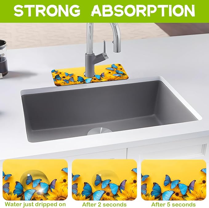 Kitchen Sink Splash Guard Faucet Mat Super Absorbent Fast Drying Mat Guard