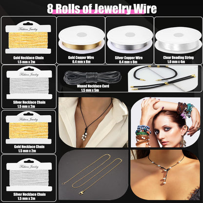 MONVICT Jewelry Making Supplies Kit with Jewelry Making Tools, Findings, Necklace Chain, Jewelry Wires, Adjustable Magnifier, Carry Bag, Meet All the Needs of Jewelry Making, Repair, Beading