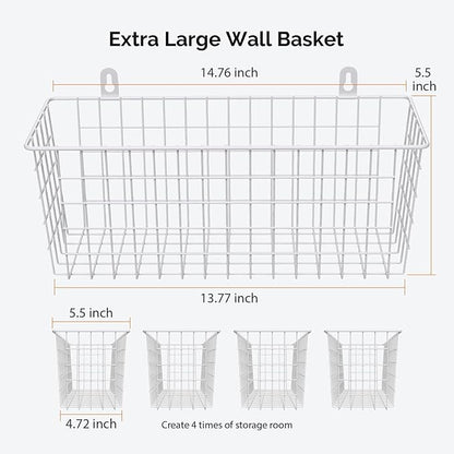 MaraFansie Wire Basket 4-Pack Hanging Wall Organizer Cabinet Storage Basket
