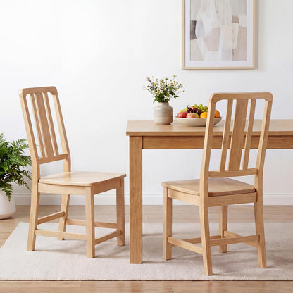 Giantex Wood Dining Chairs Set of 2, Rubber Wood Kitchen Chairs with Hollowed Backrest, Natural Dining Room Chair, Wooden Side Chairs for Living Room Restaurant
