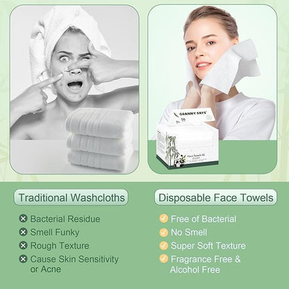 GRANNY SAYS Disposable Face Towel, Face Towelettes Disposable, Disposable Towels