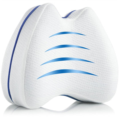 QISHFEN Knee Pillow for Side Sleepers Hip Pain Memory Foam - Leg Pillow for Side Sleeping Back, Sciatica, Knee Pain Relief - Side Sleeper Pillows with Washable Cover (2 Pack)