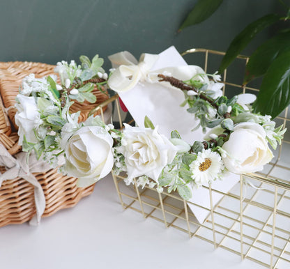 Trepveter Wedding Floral Crown Flower Crown Women Floral Headband Flower Headpiece Halo Cosplay Halloween Bridal Wedding Photo Props Renaissance Party Prom