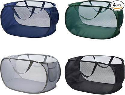 4 Pack Collapsible Laundry Baskets Popup Mesh Laundry Basket Durable Handles