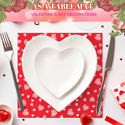 Ireer 300 Pcs Red Heart Wax Paper Sheets Parchment for Food Deli Paper 12x12 Inch Waterproof 6 Style Heart Valentine Mom Teacher Gift Wrapping Picnic Basket Liners Greaseproof Wrapping Wedding Party
