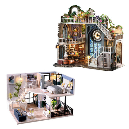 CUTEBEE DIY Dollhouse Miniature with Furniture, DIY Wooden Dollhouse Kit Plus Dust Proof and Music Movement, Creative Room for Valentine's Day Gift Idea(Cozy Time) (Magic House)