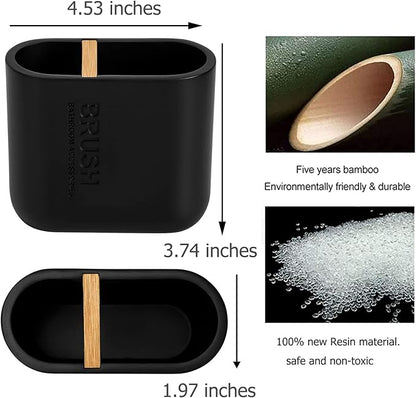 rejomiik Toothbrush Holders Resin Bamboo Tooth Brushing Holder