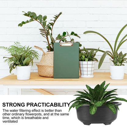 ERINGOGO 2 PCS Bonsai Training Pots, 17'' Bonsai Plants Growing Pot Plastic Oval Planter with Drainage Hole, Large Deep Flower for Nursery, Garden, Balcony