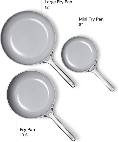 Caraway 8in + 10in Fry + 12in Fry Set (no lids) + 3Qt+ 4.5Qt Saute Duo Black