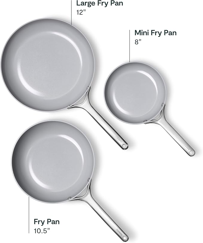 Caraway 8in + 10in Fry + 12in Fry Set (no lids) + 3Qt+ 4.5Qt Saute Duo Marigold