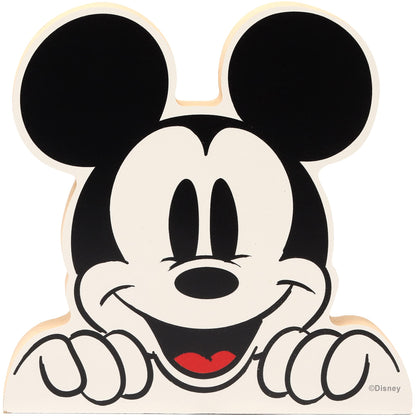 Disney Mickey Mouse Head Shelf Sitter Decor - Chunky Wood Block Cutout for Kids' Bedroom, Play Room or Office