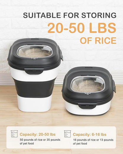 20-50 Lbs Food Storage Containers, Collapsible Rice Container