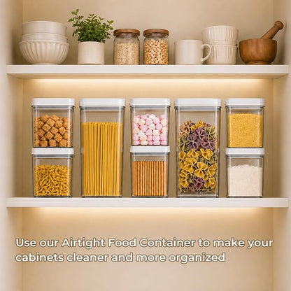 UFORU Food Storage Containers with Twist-lock Lids,2.6Qt 2Pcs Airtight Food Storage Containers, BPA-Free Stackable Kitchen Pantry Organizers and Storage, Rotary Opening Flour and Sugar Container Sets