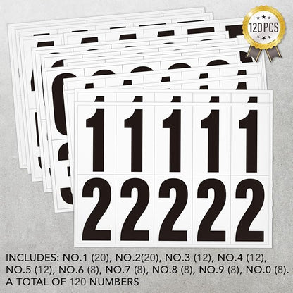 1.5 inch Self Adhesive Numbers for Mailbox, House Numbers, Reflective Mailbox Number, Trash Cans Number, for Outside, 120 PCS (Black/White)