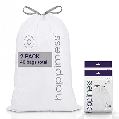 happimess 13.2 Gallon Drawstring Trash Bags, Heavy Duty LDPE Liners
