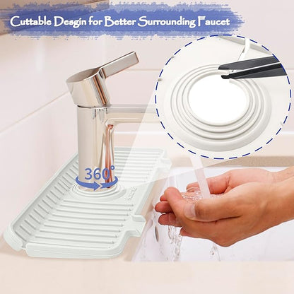 Kitchen Sink Splash Guard, Silicone Faucet Guard & Draining Mat, Bathroom and