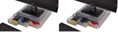 Mind Reader Perch Monitor Stand Desk Organizer, Silver Metal Mesh (Pack of 2)