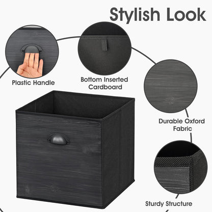 homyfort Faux Wood Grain Cube Storage Organizer Bins, 12x12 Inch Storage Cubes, Closet Cloth Baskets Box for Shelves, Set of 6