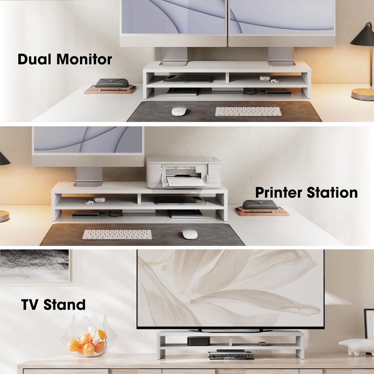 Fenge Monitor Stand 31.5 Inch Computer Monitor Riser for Desk, Water Resistant Desk Pad with Anti-Slip Cork Base