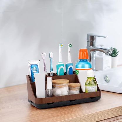 Wood Toothbrush Holders for Bathrooms Countertop Organizer