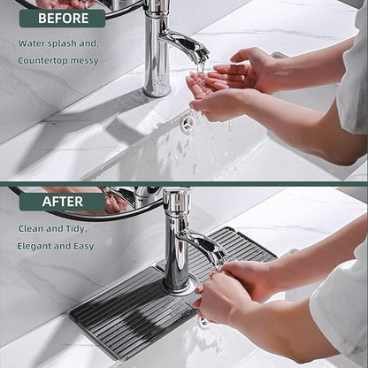 Faucet Mat for Kitchen Sink, Silicone Faucet Handle Drip Catcher Tray, Drying