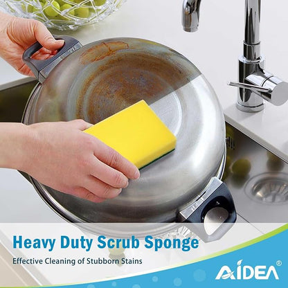 AIDEA Sponges Kitchen, 24 Pack Heavy Duty Dish Sponge, Cleaning Dish Scrubber Sponge for Home and Kitchen, Stink-Free Cleaning Supplies for Pots, Pans