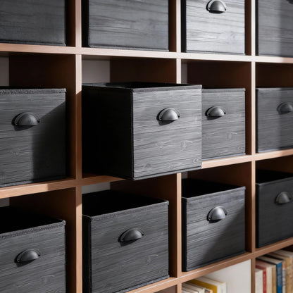 homyfort Faux Wood Grain Cube Storage Organizer Bins, 12x12 Inch Storage Cubes, Closet Cloth Baskets Box for Shelves, Set of 6