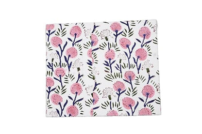 3.3 Gallon Cotton Hand Block Printed Paper Waste Basket |Small Decorative Trash Can for Housewarming Gifts in Living Room, Bedroom, Bathroom | Eco-Friendly, Plastic-Free (1, White Pink FLOWAR)