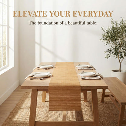 ULTECHNOVO Natural Bamboo Table Runner Cuttable Dining Mat Heat Resistant Bamboo Placemat Roll for Kitchen Table Decoration Tea Ceremony