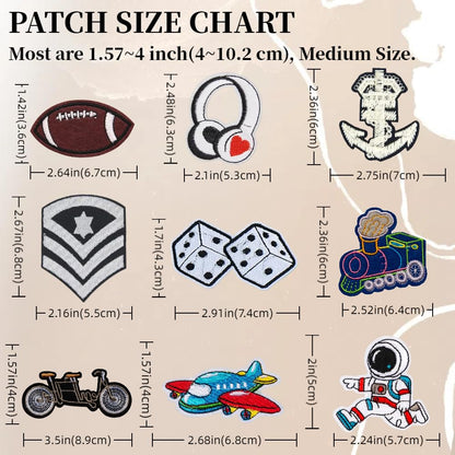 60 Pcs Random Assorted Preppy Boy's Iron on Embroidered Patches,Cute Aesthetic Boy Theme Car Dinosaur Ball Sew on Applique Patches for DIY Backpacks Pants Clothes Jeans Jackets Shirts Shoes