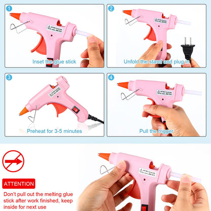 Zhengmy 6 Pcs Mini Glue Gun Crafts Hot Melt Guns Low Temp Glue with Burn Protection Fast Preheating and Easy Squeeze Trigger for School DIY Arts Class Projects Home Quick Repairs, 20 W (Multicolor)
