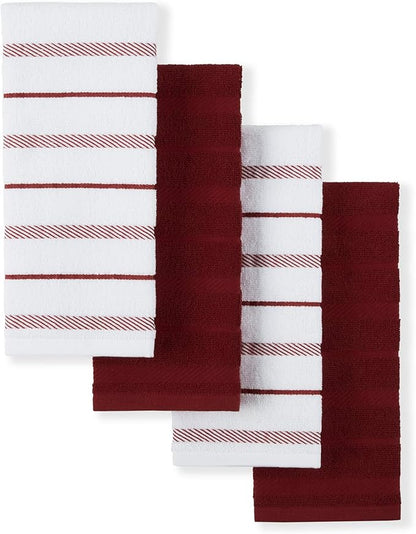 KitchenAid Albany Kitchen Towel 4-Pack Set, Smoked Paprika Red/White