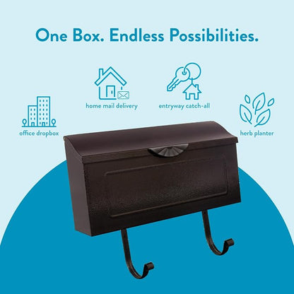 Architectural Mailboxes Amboy Steel Wall Mount Mailbox, Black, Medium | Galvanized steel build for outside with weather-resistant outdoor construction and a rust-resistant powder-coat finish.