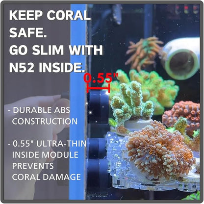 Magnetic Aquarium Cleaner, N52 Strong Magnet Algae Scraper for Fish Tank Glass, Ultra-Thin 0.55" Coral Safe, Fits 0.8" Glass 120 Gallon, Freshwater Marine (Not Acrylic) (PRO)