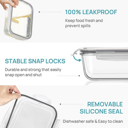 Vtopmart 2Pack 1860ml/63oz Large Glass Storage Containers