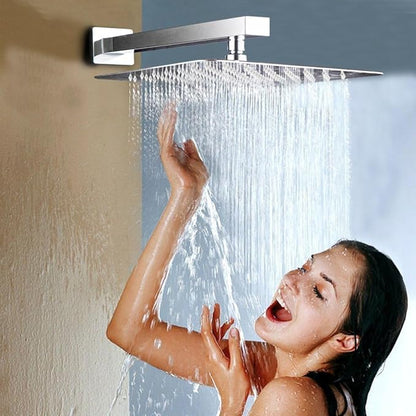 Voolan Rain Shower Head - High Flow Large Rainfall Shower Heads Made of Stainless Steel - Waterfall Bathroom Square Showerhead - Ceiling or Wall Mount (12 * 8 Inch Rectangle, Brushed Nickel)