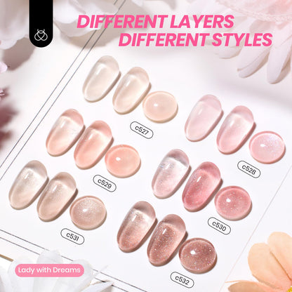 Beetles Cat Eye Gel Nail Polish Set, 6 Colors Glitter Red Pink Shiny Brown Burgundy Purple Blue Green Magnetic Effect Sparkle Stunning Nail Gel Polish Kit Soak Off UV Manicure Gifts for Women