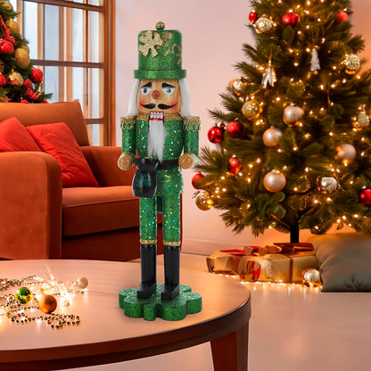 Kurt Adler 15-Inch Wooden Irish Nutcracker on Shamrock Base