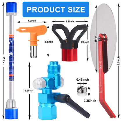 JWGJW Airless Spray Gun Guide Accessory Tool w/ 517 Tip 10 Inch Airless Extension Pole,Spray Guide Painting Tool for Graco Titan Airless Paint Sprayer Gun.